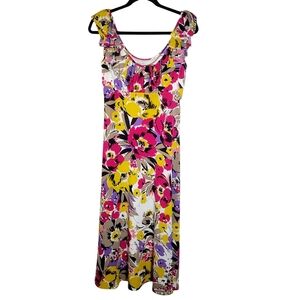 Maggy London empire waist ruffle sleeve floral midi dress Size 6